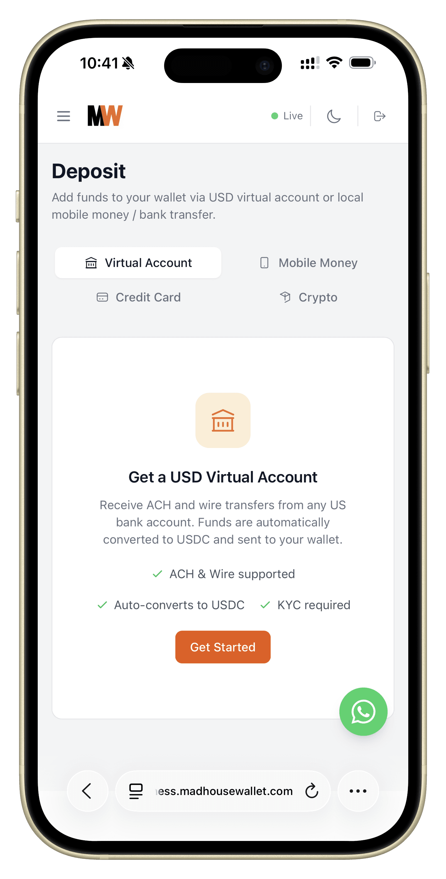 Madhouse Wallet — Stablecoin Off-Ramp API. USDC to 85 Currencies.